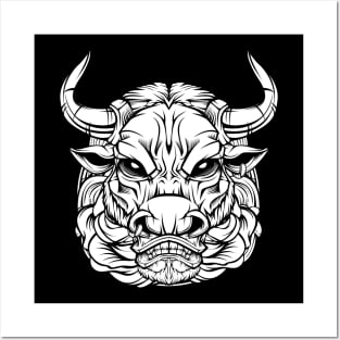 Bull - Trendy Line-Art Cattle Cool Cow Posters and Art